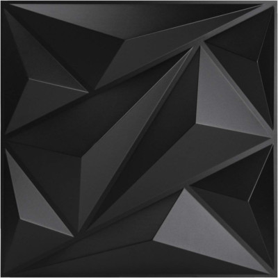PVC 3D Wall Panel Diamond for Interior Wall Décor in Black, 19.7'' X 19.7'' Wall D