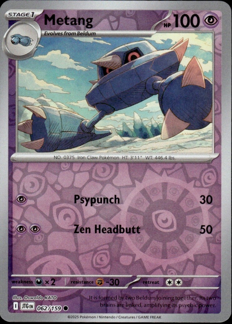 Pokemon Metang 062/159 Reverse Holo Journey Together NM