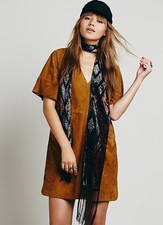 NEW $498 Free People Estella Mod Suede Shift Tunic Dress Size Small Z208-20
