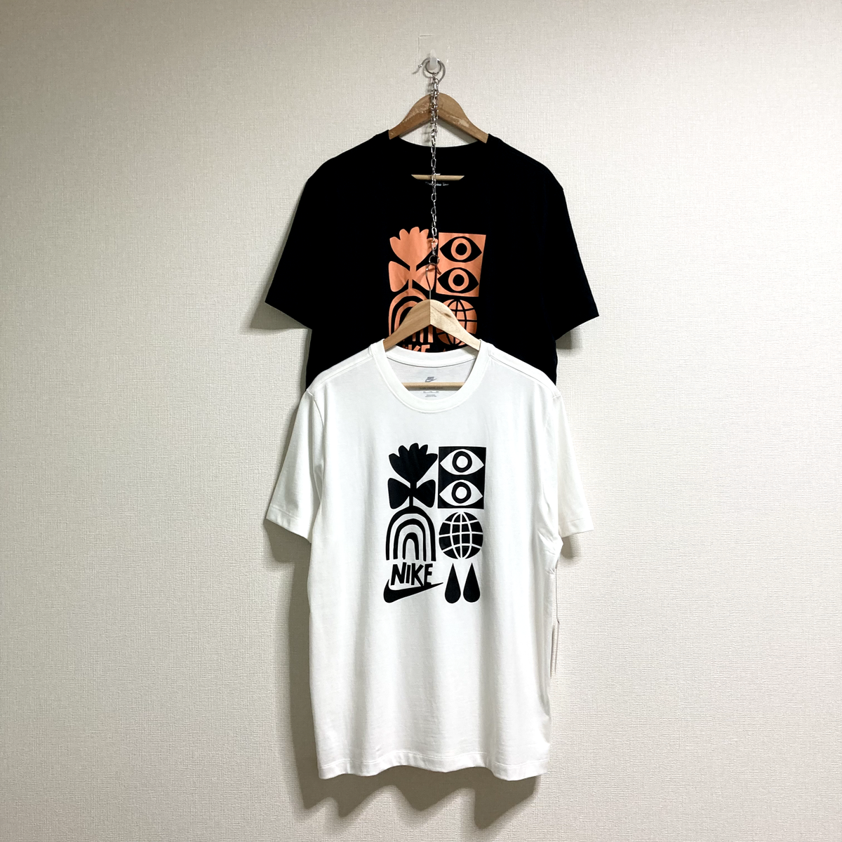 Nike Artistic Design Matching Couples T-shirts Black White Size XL