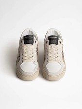 Zadig Voltaire Board Wild Python Print Lace Up Leather Sneakers Desert Sz 37