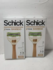 Lot of 2 SCHICK XTreme Bamboo Hybrid Razor 3-Cartridge Blades and 1-Handle