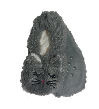 Girl Grey Kitty Cat Slipper Socks Poodle-Fur House Shoes Mid Weight Snoozies