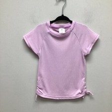 Snapperrock Girls Rash Guard Top Pink Textured Side Tie Stretch Crew Neck 4