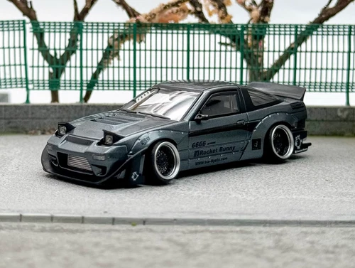 MT 1:64 JDM Gray Silvia S13 180SX Rocket Bunny Model Diecast Metal Car - Picture 2 of 18