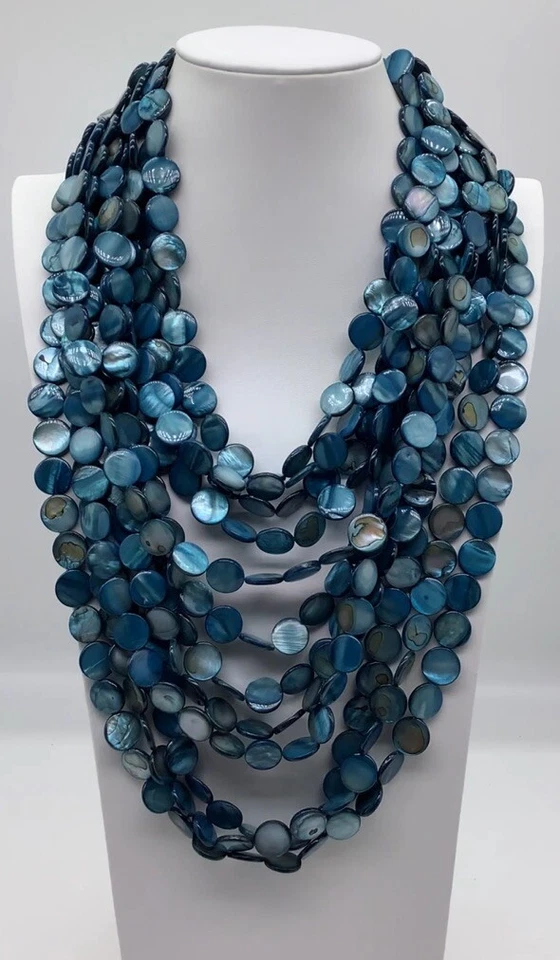 Collar Heidi Daus Masivo Madreperla Océano Azul Concha RELOJ VIDEO