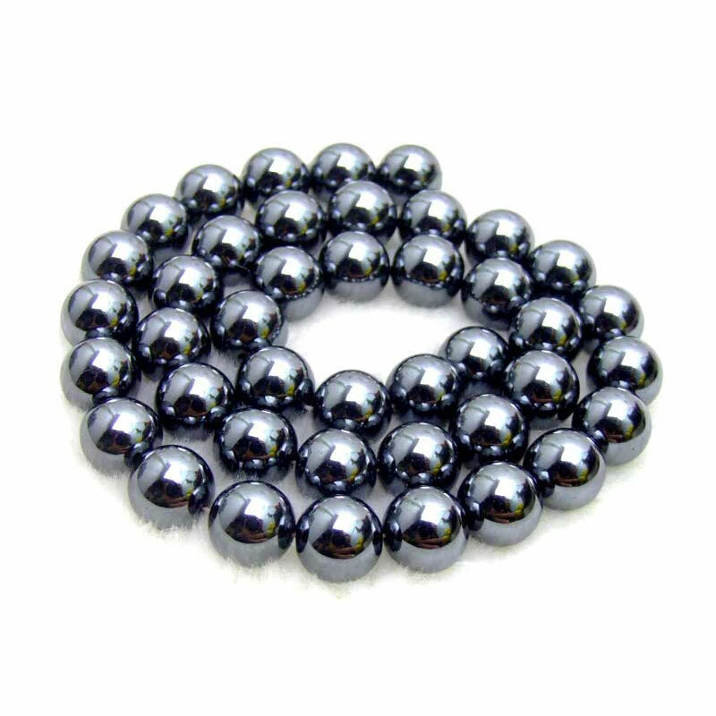Cuentas de hematita magnéticas negras naturales redondas de 12 mm para hacer joyas hebras de 15" Foto 2 de 3