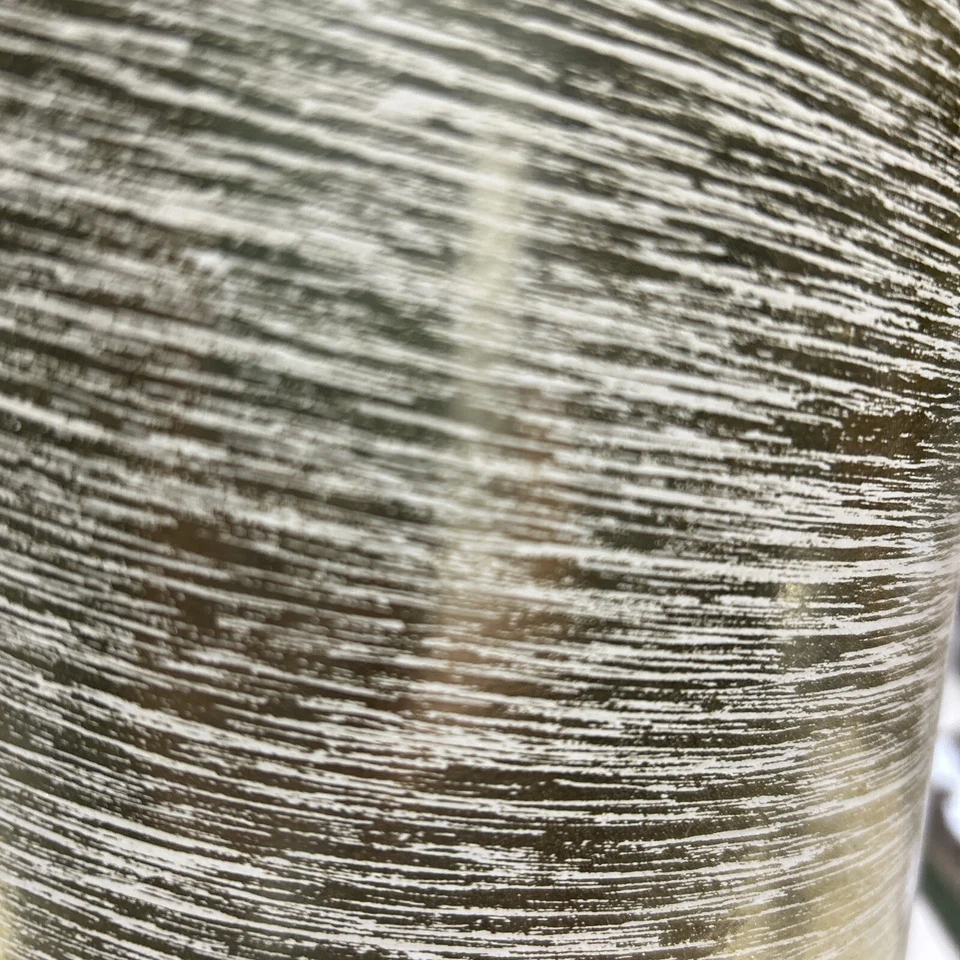 VTG MCM High Gloss Gold Wallpaper Drum Paper Lamp SHAPE 6x7x8 Attached Harp - Image 3 of 4