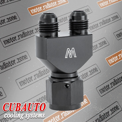 Y-Block Adapter Fittings Aluminum -10AN Female To Parallel Exit Dual -8 AN Male