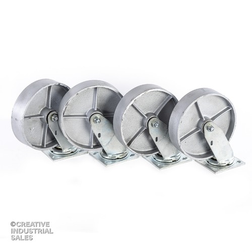 8" x 2" Swivel Casters w/ Steel Wheel (4) 1250lb ea Heavy Duty Tool