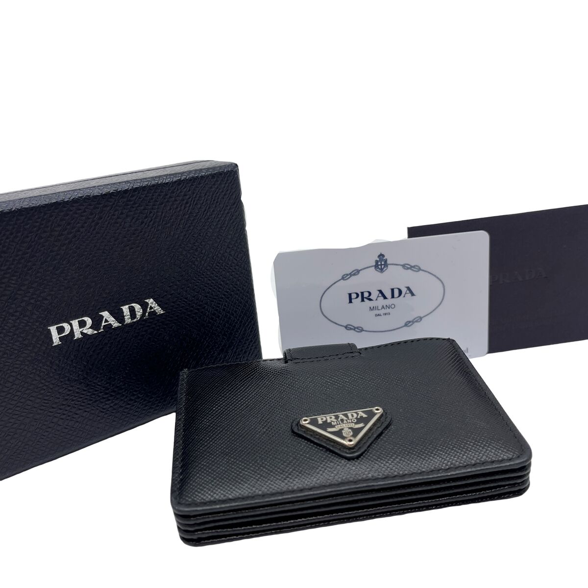 Authentic PRADA Saffiano Card Holder 1M1211 Black Canvas Authentic PRADA Saffiano Card Holder 1M1211 Black Canvas