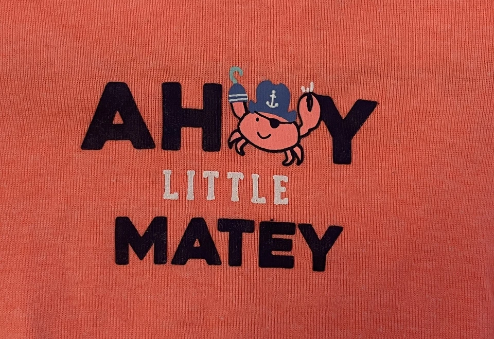 Body Carter’s Baby Boys Ahoy Little Matey Pirata Cangrejo Manga Corta Naranja 6M Foto 3 de 4