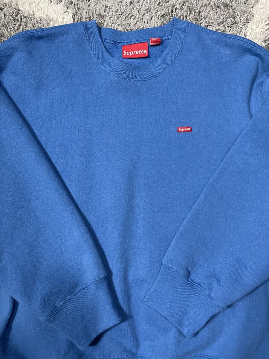 SUPREME Small Box Logo Crewneck Sweatshirt PALE ROYAL BLUE Mens Medium NEW! FW20