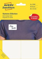 AVERY Purposeform Art. 51065 Etykiety z imieniem na ubrania (40 naklejek z imieniem, 80x