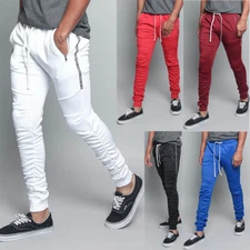 Men's Sport Workout Scrunched Bungee Techno Track Pants  (SMALL~5XL)  TR548-N12B