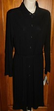 Liz Claiborne Dress Black Stretchy Button Down Womens Size Medium NWT