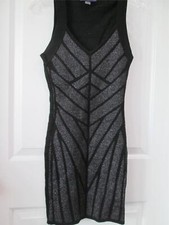 Forever 21 Womens Size S Bodycon Dress Gray/Black V-Neck Sleeveless Stretch
