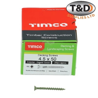 Timco Solo Decking Screws, Green Coated Exterior Outdoor Wood Screws for Fencing