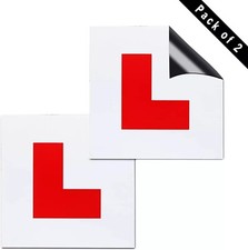 2 x FULLY MAGNETIC L PLATES SECURE Quick Easy To Fix Learner Sign - APPROVED