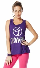 Zumba Love Me or Loose Me Tank Top ~ Acai Purple with Silver ~ XS & Large ~ New!