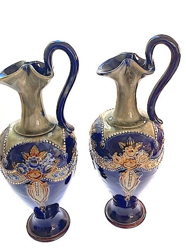 PAIR OF ROYAL DOULTON VASES COBALT BLUE MINT CONDITION c1910 MADE IN GB ICONIC - Picture 8 of 11