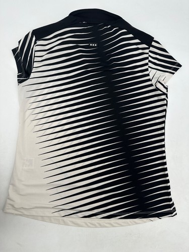 Camisa de golf Jamie Sadock para mujer S - media cremallera negra blanca a rayas polo elástico - Imagen 6 de 6