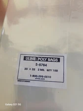 Poly Bags ~ Industrial 20"x32" ~ Open Top Lay Flats ULINE S-5784 ~ 2 Mil ~ 100ct