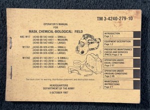 TM 3-4240-279-10 Mask Chemical Biological Operator's Manual Oct 1977 Militaria