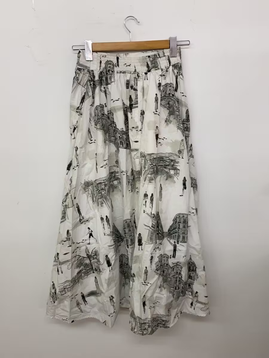 AMERI Long Skirt M Cotton White Allover Pattern - image 2