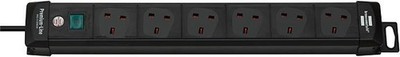 BRENNENSTUHL - Premium-Line 6 Way Switched Extension Lead, 3m Black