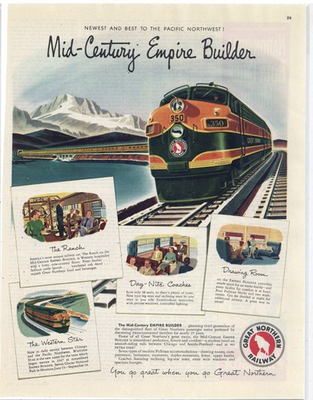 #ad 1951 Great Northern Railway Ad: Mid Century Empire Builder RANCH Western Star $19.84