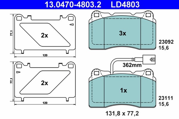 Bremsbelagsatz Scheibenbremse Ate Ceramic 13.0470-4803.2 FüR Alfa 156 Sportwagon-image