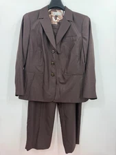 Travis Ayers Pant Suit Plus Sz 22W Brown Classic 2pc Single Breasted Career NWT