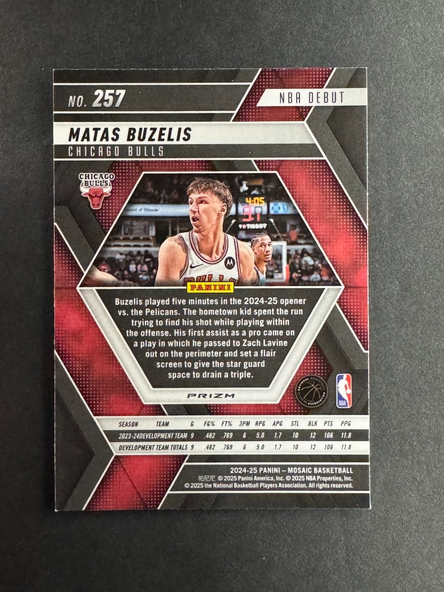 Matas Buzelis 2024-25 Panini Mosaic Rookie NBA Debut Red #257 | eBay