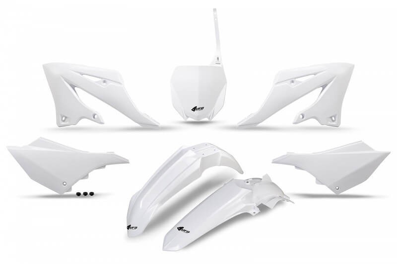 Kit plastiques UFO blanc pour moto Yamaha YZ 125 et YZ 250 modèles 2022 et 2023