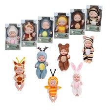 6 Pcs 4 Inch Mini Reborn Baby Dolls Toy Set Realistic Baby Doll with Cute Ani...