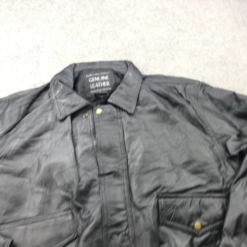 Chaqueta de cuero genuino para hombre grande de cuero negro Outfitters forrada de bombardero Foto 4 de 4