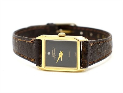 Jacques Piccard Diamond Tank Leather Band Women's Watch NEEDS Battery