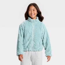Girls' High Pile Cable Texture Full Zip Jacket - All In Motion