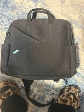 Black Quilted Baby Diaper Bag Messenger with Adjustable Strap  Pockets