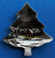 Vintage Johnson Brothers Friendly Village 8 Inch Tree-Shaped Dish