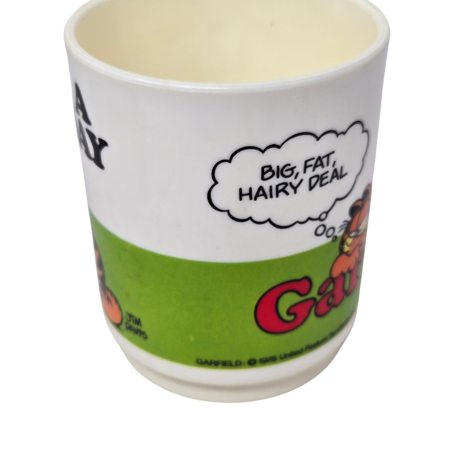 Vintage 1978 Plastic Cup Mug GARFIELD Have a Nice Day DEKA Elizabeth N.J. U.S.A.