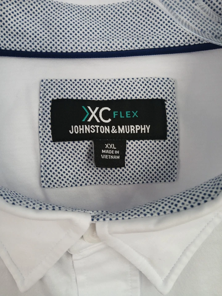 Johnston & Murphy XC Flex Shirt Mens 2XL White Long Sleeve Button Front Pocket - Image 2 of 4