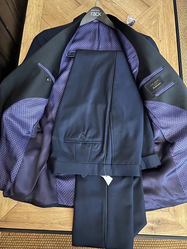 Esmoquin Ted Baker London “Josh” Ajuste Azul Marino Chal Solapa Talla 36S Regular $1,095 Foto 3 de 4