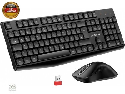 QWERTZ Kabelloses Tastatur Maus Set, Full Size 105-Tasten Tastatur mit