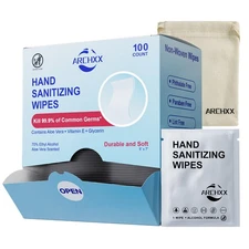 Hand Sanitizer Wipes, 100 Count, 70 Alcohol, Aloe Vera Scent, Travel Size