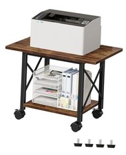 23.6" Under Desk Printer Stand, 2-Tier Printer Table with Wheels Rustic Brown