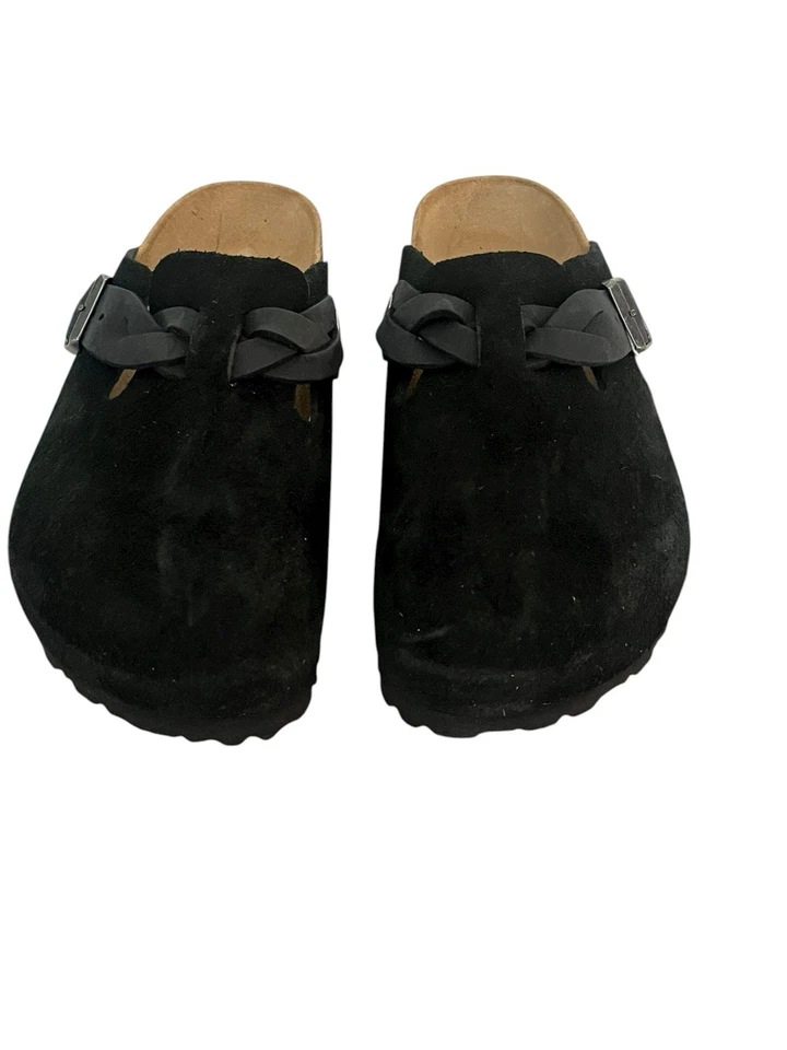 Birkenstock Boston Braided Women’s Size 6 Black Suede Soft Footbed Narrow Fit - Image 2 of 4