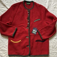Geiger Tyrolean Sz 42 Austria Cardigan Felted Red Wool Jacket NWOT Lagenlook