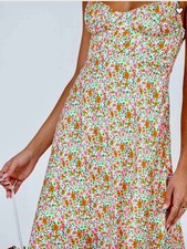 $74 Princess Polly Amara Bright Floral Delicate Strap Tea Length Dress 6